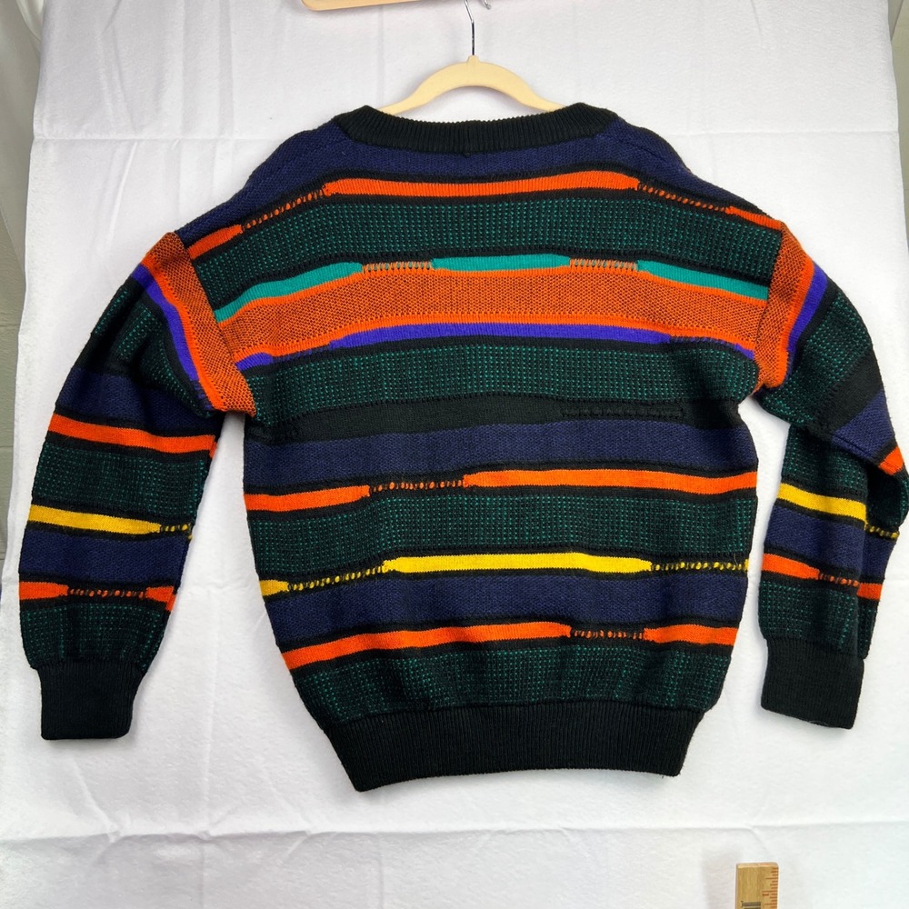 Vintage Pronto Uomo Italy Wool Blend Abstract Stripe Cardigan Sweater Mens M 50 - Picture 7 of 9
